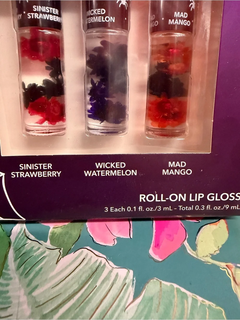 Blossom Halloween Flower Infused Roll-On Lip Gloss 3 Piece Set NIB